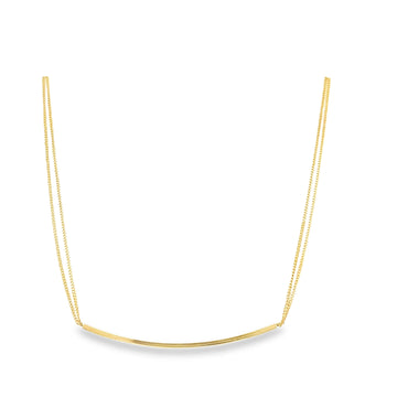 18kt Yellow Gold Double Curb Square Bar Necklace