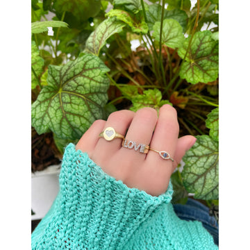 14kt Yellow Gold Evil Eye Diamond Blue Sapphire Ring