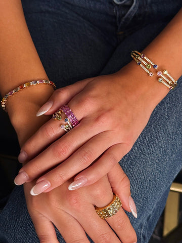 18kt Pink Gold Two Row Pink Sapphire Eternity Band