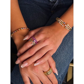 18kt Pink Gold Two Row Pink Sapphire Eternity Band