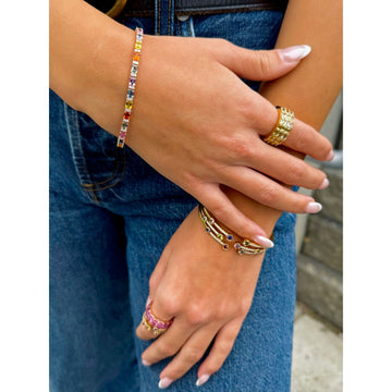 18kt Yellow Gold Three Row Yellow Sapphire Semi Eternity Band