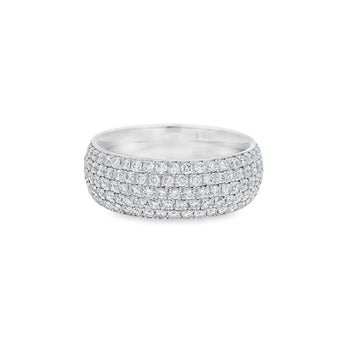 14ct White Gold 6.5mm 5 Row Pave Diamond Eternity Band