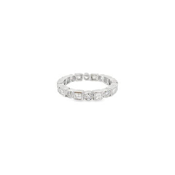 18kt White Gold Bezel Princess and Round Brilliant Cut Diamond Eternity Band
