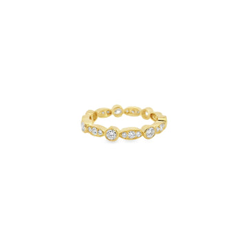 18kt Yellow Gold Bezel Marquise and Round Eternity Band