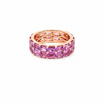 18kt Pink Gold Two Row Pink Sapphire Eternity Band