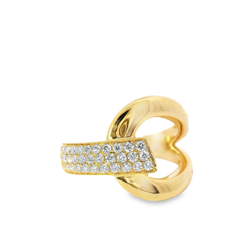 18kt Yellow Gold Open Interlocking Diamond Ring