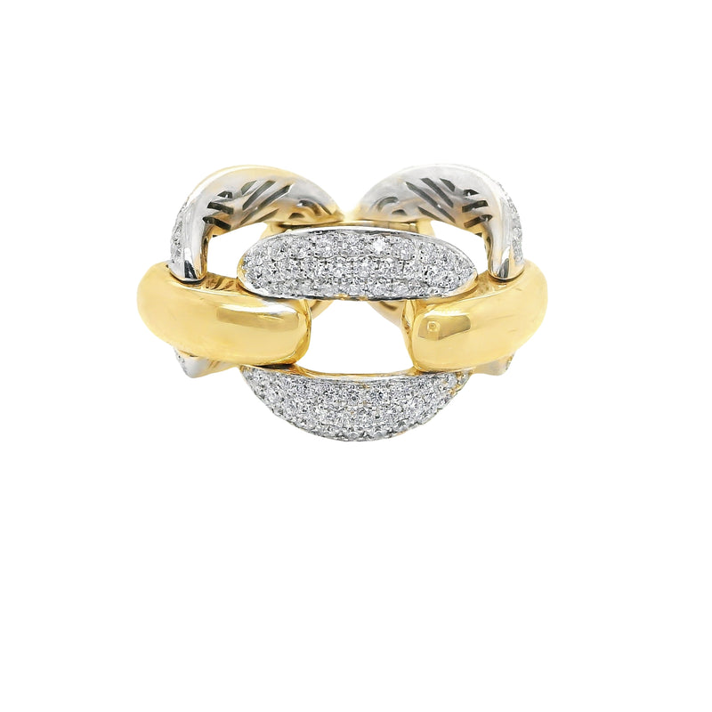 18kt Gold 15mm Diamond Curb Link Ring