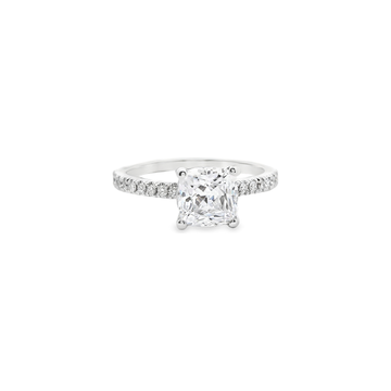18kt White Gold Cubic Zirconia Cushion Cut Engagment Ring