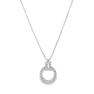 14kt Gold Small Circle of Life with Emerald Lab Grown Diamond Necklace