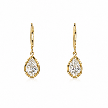 14kt Yellow Gold Shepherd Hook Bezel Pear Lab Diamonds