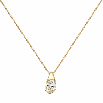 14kt Yellow Gold Slanted Bezel Lab-Grown Diamond Oval Pendant