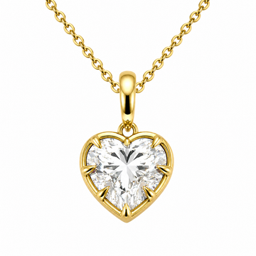 14kt Yellow Gold Lab-Grown Diamond Heart Bezel Pendant