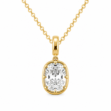 14kt Yellow Gold Lab-Grown Diamond Modified Cushion Cut Bezel Pendant