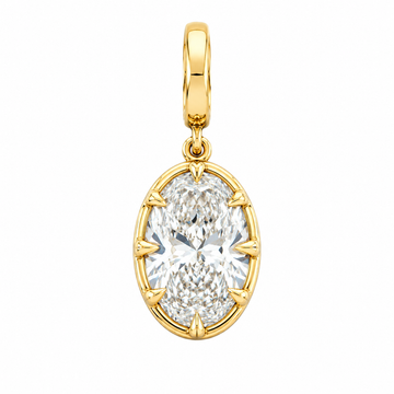 14kt Yellow Gold Lab-Grown Oval Diamond Bezel Claw Set Pendant