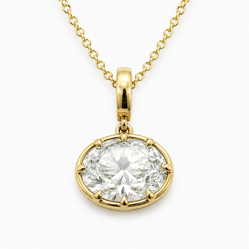 14kt Yellow Gold Lab-Grown Diamond Oval Bezel Claw East/West Claw Pendant