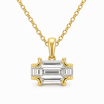 14kt Yellow Gold Octagon Step Cut Lab-Grown Diamond East/West Open Claw Pendant