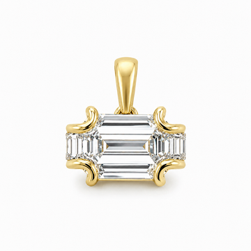 14kt Yellow Gold Octagon Step Cut Lab-Grown Diamond East/West Open Claw Pendant