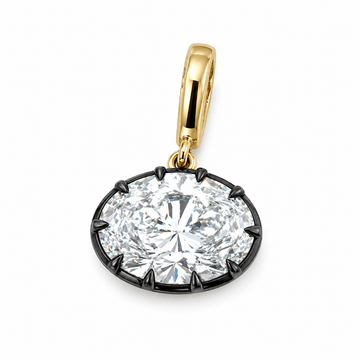 14kt Yellow Gold Lab-Grown Oval Diamond East/West Black Rhodium Bezel Pendant