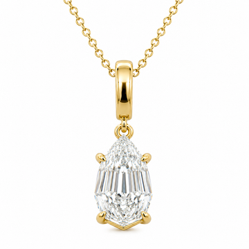 14kt Yellow Gold Lab-Grown Pear Step Cut Diamond Pendant