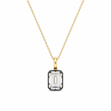 14kt Yellow Gold Black Rhodium Micro Claw Lab Emerald
