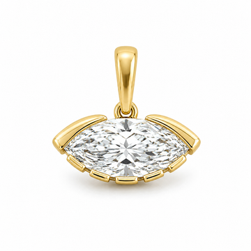 14kt Yellow Gold Lab-Grown Marquise Diamond East/West Taper Bezel Pendant