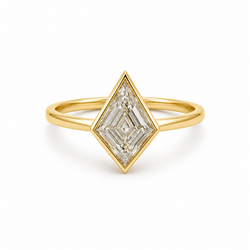 14kt Yellow Gold Kite Step-Cut Lab-Grown Diamond Bezel Engagement Ring