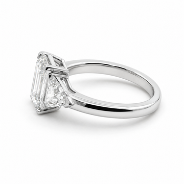 14kt White Gold Three-Stone Emerald-Cut Lab-Grown Diamond Ring