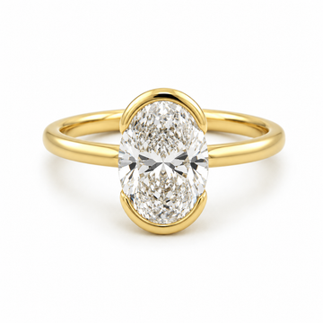 14kt Yellow Gold Half Bezel Oval Lab-Grown Diamond Ring