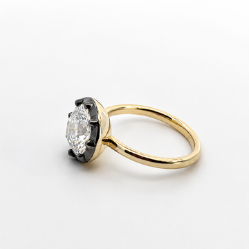 14kt Yellow Gold Black Rhodium Claw Bezel Round Lab-Grown Diamond Ring
