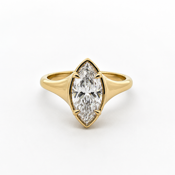 14kt Yellow Gold Tapered Bezel Marquise Lab-Grown Diamond Ring