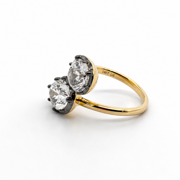 14K Yellow Gold Black Rhodium Toi et Moi Lab-Grown Diamond Ring