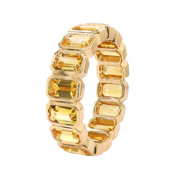 18kt Yellow Gold Emerald Cut Yellow Sapphire Eternity Band