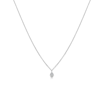 14kt White Gold Dainty Diamond Hamsa