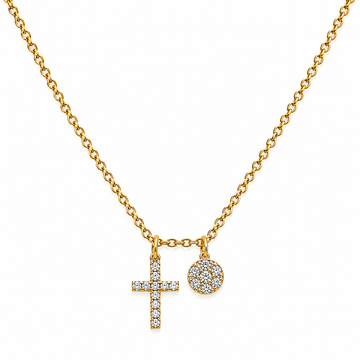 14kt Yellow Gold Dainty Diamond Cross Necklace – 0.07 CTW