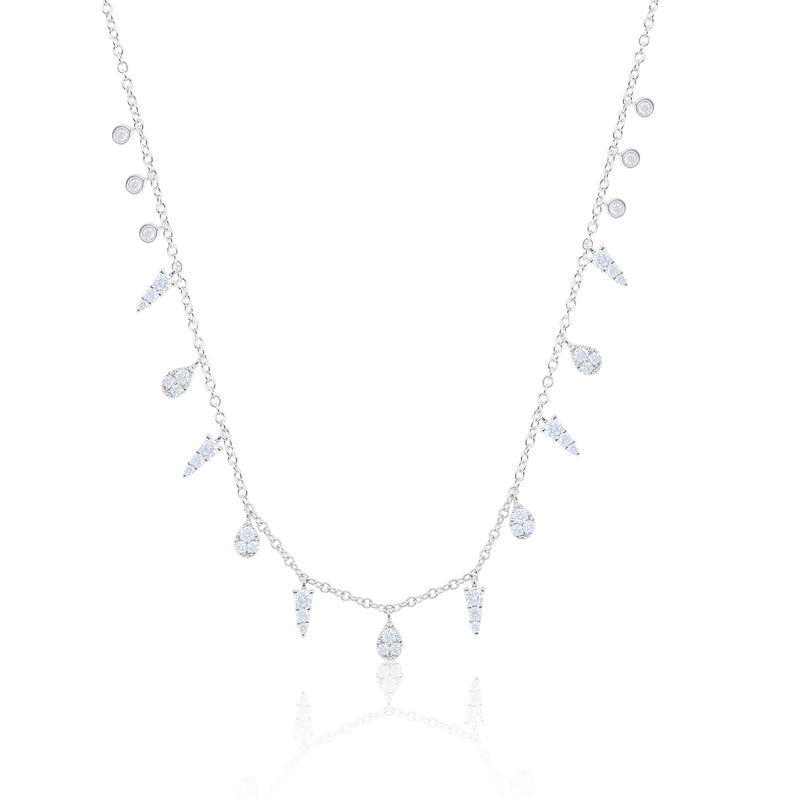 14kt White Gold Diamond Fringe Dagger Necklace