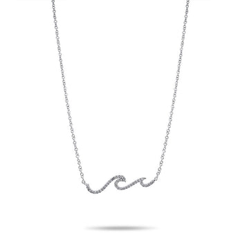 14kt White Gold Diamond Mini Wave Necklace