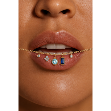 14kt Yellow Gold Blue Sapphire Dangle Necklace