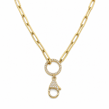 14kt Yellow Gold & White Gold Paperclip Chain with Diamond Clasp Enhancer