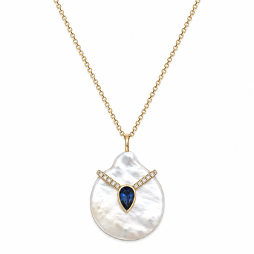 14kt Yellow Gold Pearl and Sapphire and Diamond Charm