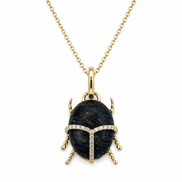 14kt Yellow Gold Pietersite & Diamond Ladybug Pendant