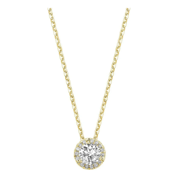 14kt Gold Halo Diamond Pendant Necklace