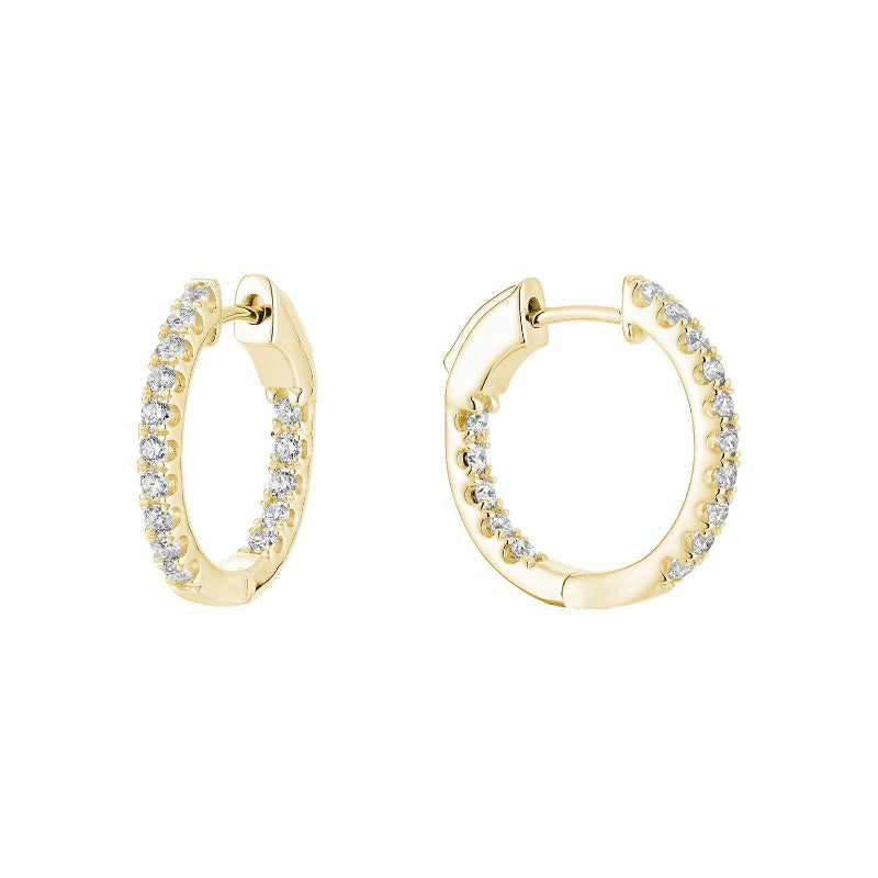 14kt Gold Inside Out Diamond Hoop Earrings 0.39cts