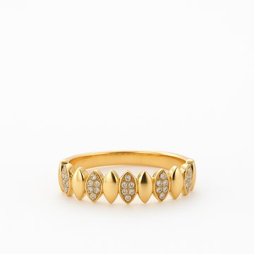 14kt Yellow Gold Marquise Shape Diamond Pave Ring