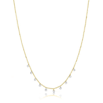 14kt Yellow Gold Diamond Dangling Bezel Necklace