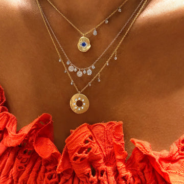14kt Yellow Gold Evil Eye Coin Necklace