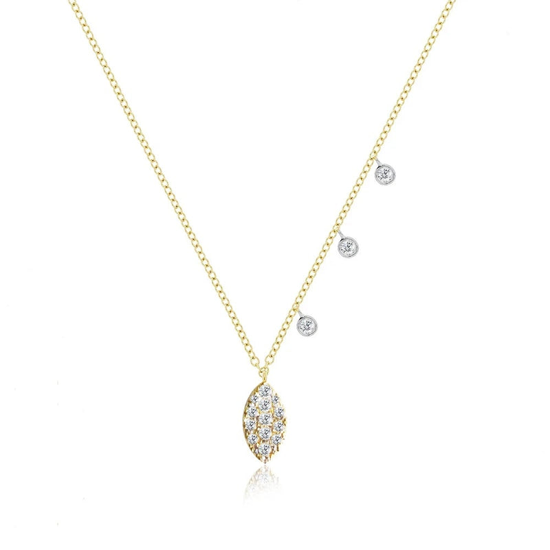 14kt Gold Diamond Encrusted Marquise Necklace