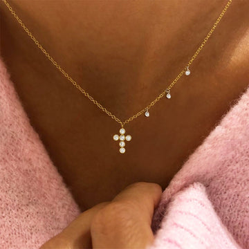14kt Yellow Gold Bezel Set Diamond Cross