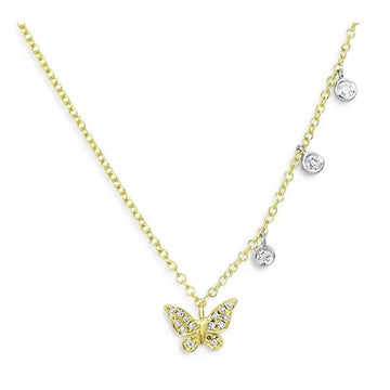 14kt Gold Dainty Diamond Butterfly Necklace