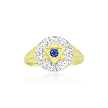 14kt Yellow Gold Star of David Signet Ring