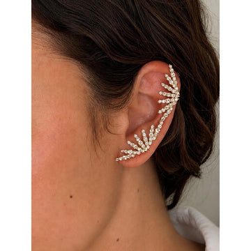 14kt Yellow Gold Diamond Fan Stud Earrings